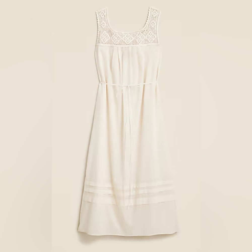 J. Crew Cream Crochet Trim Midi Dress Style C1285 Size Small - Picture 12 of 13